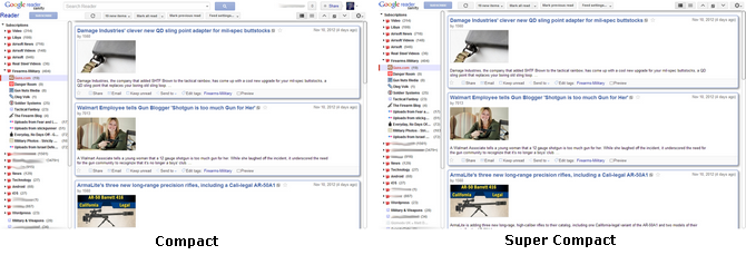 Google Reader Sanity Compact and Super Compact