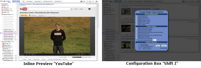 Google Reader Sanity Inline Preview and Config Box