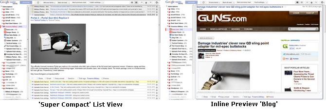 Google Reader Sanity List View and Inline Preview